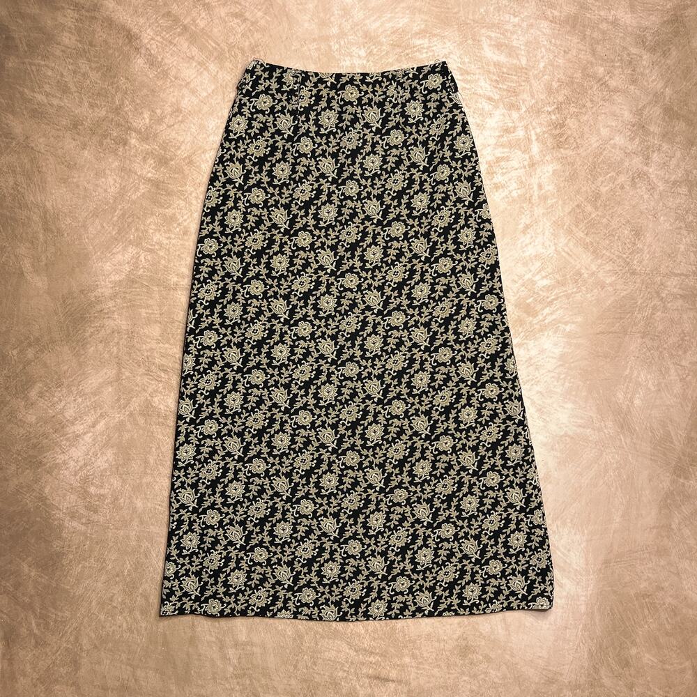 Vintage Y2K Floral Vine Print Maxi Skirt Whimsigoth Fairy Grunge Goth Medieval
